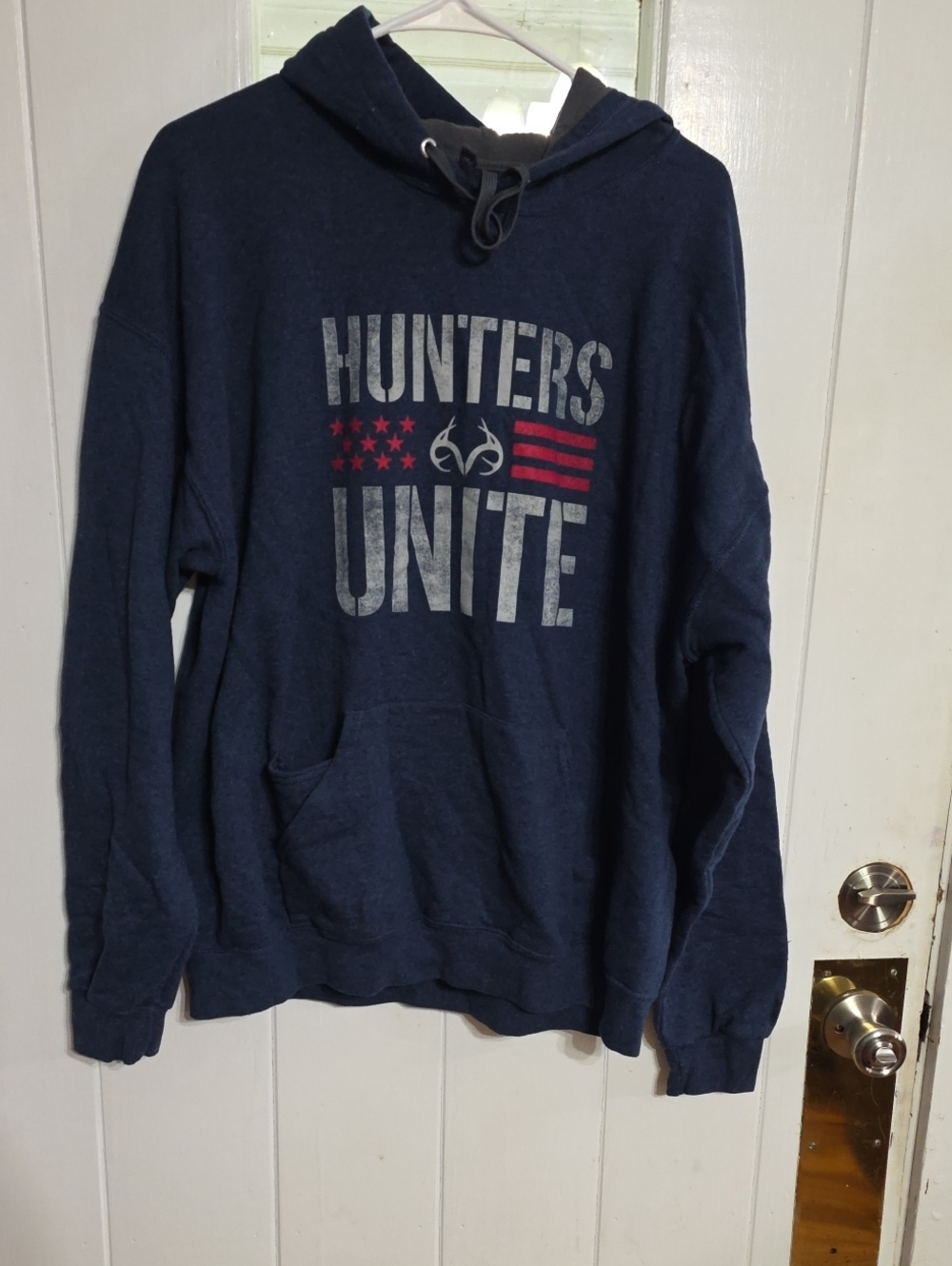Hunters Unite Men's Hooded Sweatshirt Navy Pocket Comfort Warm Sz XL**READ**